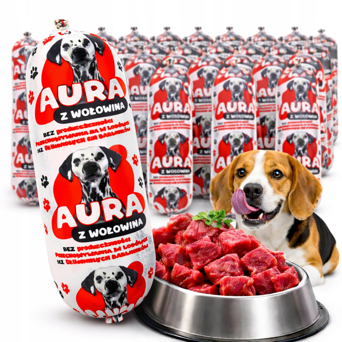 Mokra karma dla psa w batonie wołowina 80% mięsa 29 x 1 kg – dla dorosłych psów