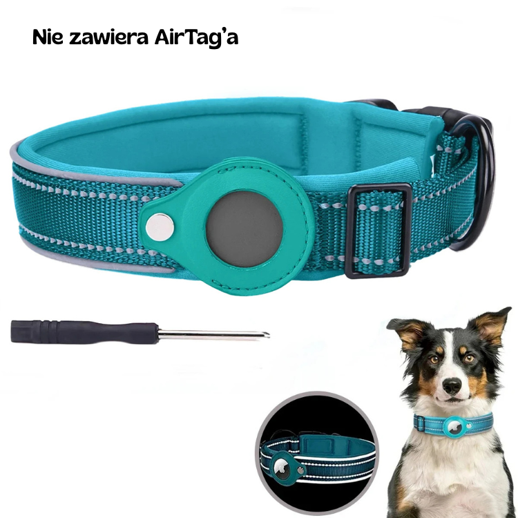 Obroża z uchwytem na Airtag nylonowa wodoodporna odblaskowa dla psa i kota