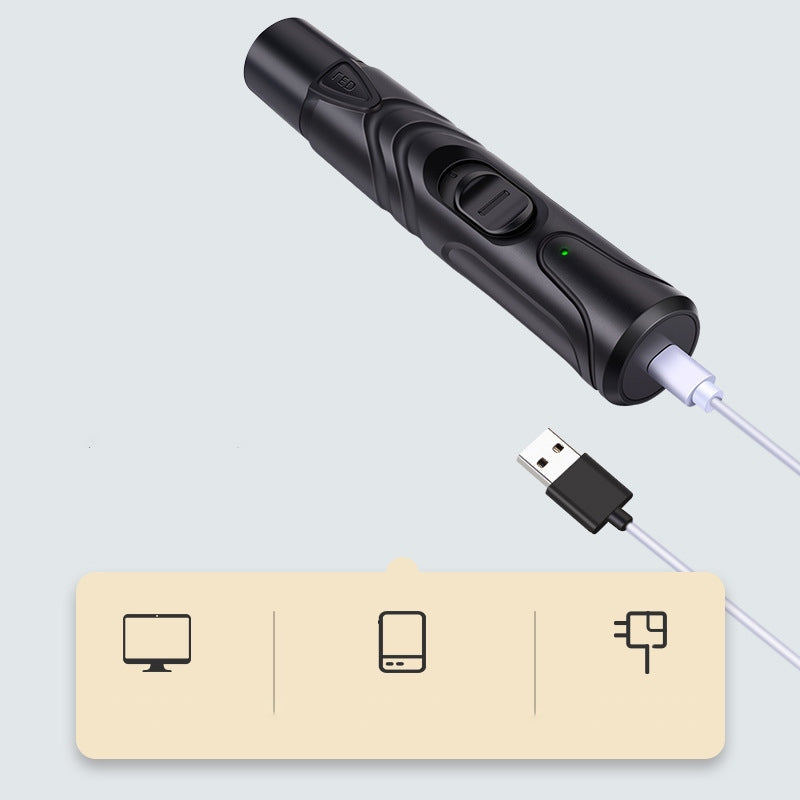 Elektryczny pilnik do pazurów dla psa z LED – cichy, 2 prędkości, ładowanie USB