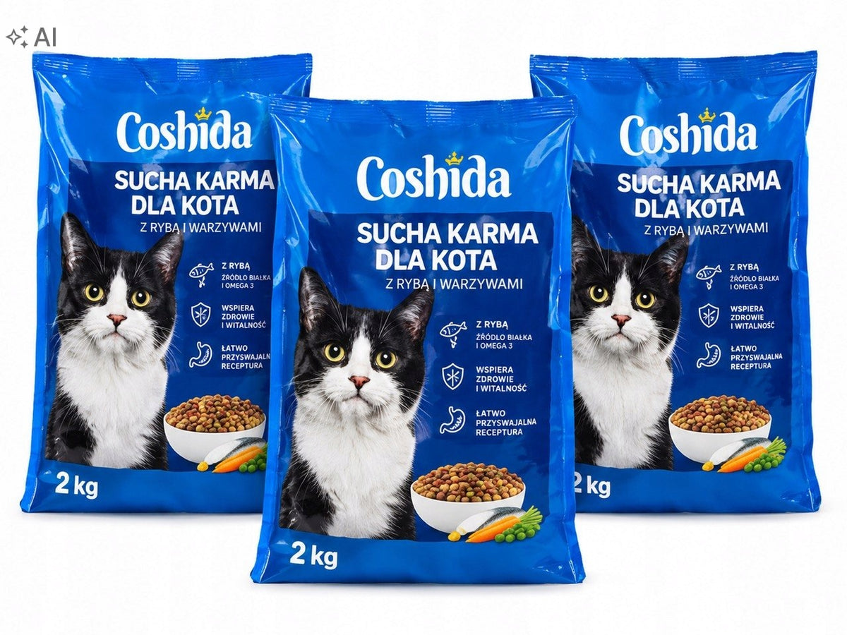 Coshida sucha karma dla kota z rybą i warzywami 3 x 2 kg – pełnoporcjowa, dla dorosłych