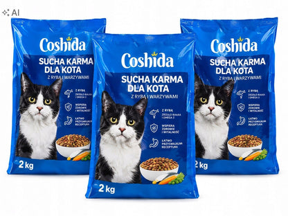 Coshida sucha karma dla kota z rybą i warzywami 3 x 2 kg – pełnoporcjowa, dla dorosłych
