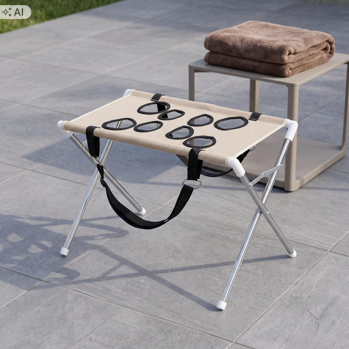 Hamak do pielęgnacji psa ze składanym stojakiem ze stali nierdzewnej 60 x 40 cm – khaki