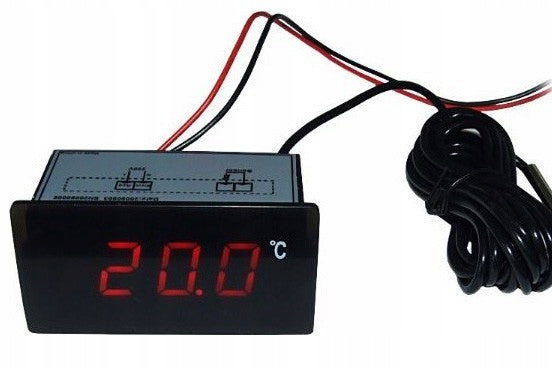 Ringder PT-6 termometr cyfrowy do akwarium z sondą 2 m, wyświetlacz LED 12V – czerwony