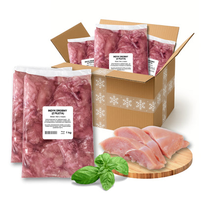 Dyzio Filet z indyka dla psa 5 kg mrożony – 100% mięsa, BARF, 5 porcji po 1 kg