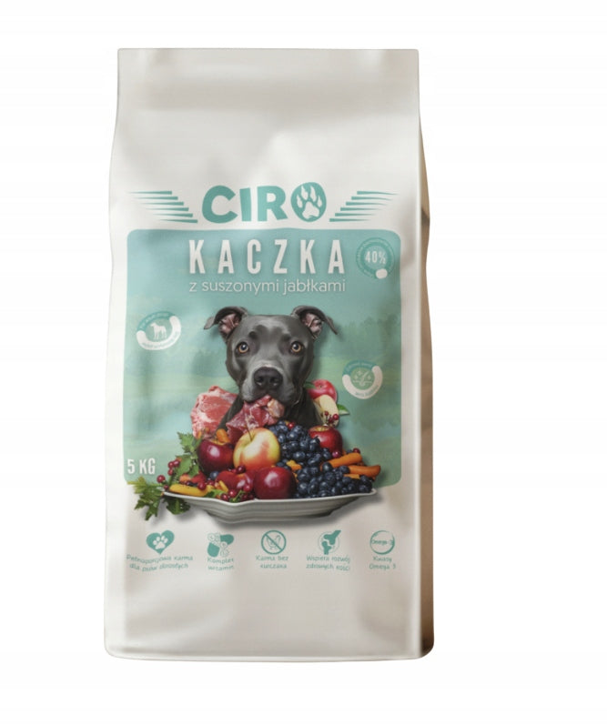 Ciro Sucha karma dla psa z kaczką i suszonymi jabłkami 5 kg – 40% mięsa, dorosłe psy