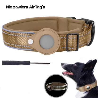Obroża z uchwytem na Airtag nylonowa wodoodporna odblaskowa dla psa i kota