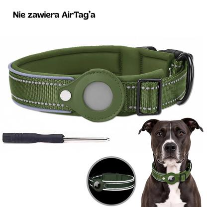 Obroża z uchwytem na Airtag nylonowa wodoodporna odblaskowa dla psa i kota
