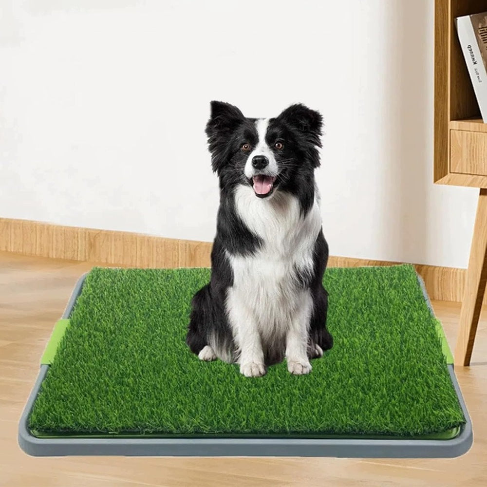 Toaleta dla psa ze sztuczną trawą 68 x 42,5 cm – kuweta z 2 matami, dla psów do 7 kg