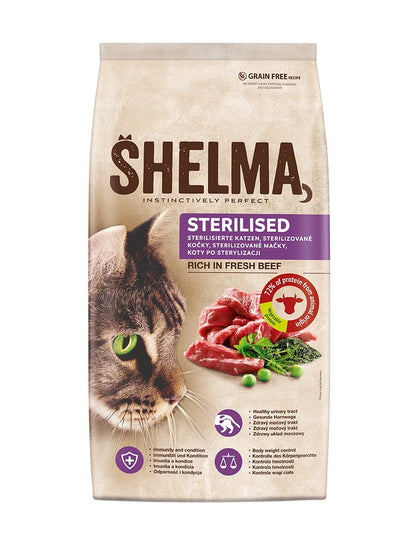 Shelma Sucha karma dla kota sterylizowanego 8 kg bezzbożowa – wołowina