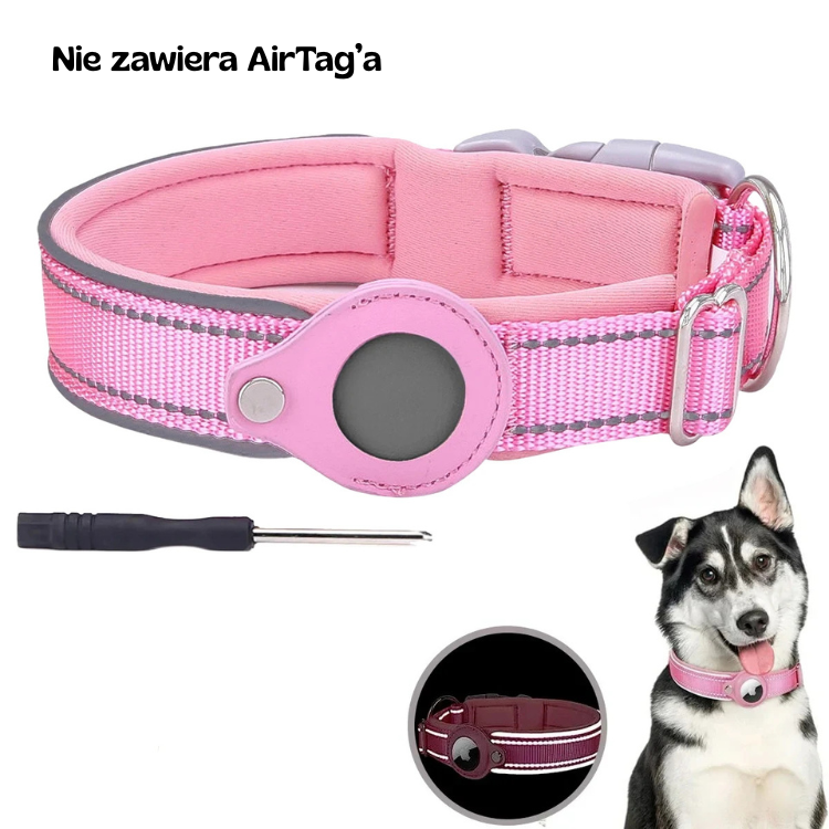 Obroża z uchwytem na Airtag nylonowa wodoodporna odblaskowa dla psa i kota