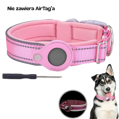 Obroża z uchwytem na Airtag nylonowa wodoodporna odblaskowa dla psa i kota