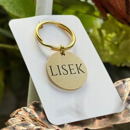 Pupido Adresówka dla psa z grawerem laserowym, mosiężna, okrągła 3 cm – złota