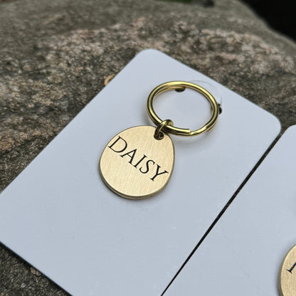 Pupido Adresówka dla psa z grawerem 2,5 cm – mosiężny identyfikator z ringiem, złota