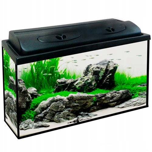 Akwarium prostokątne 112 l 80x35x40 cm z pokrywą i oświetleniem LED dzień/noc – szkło 6 mm