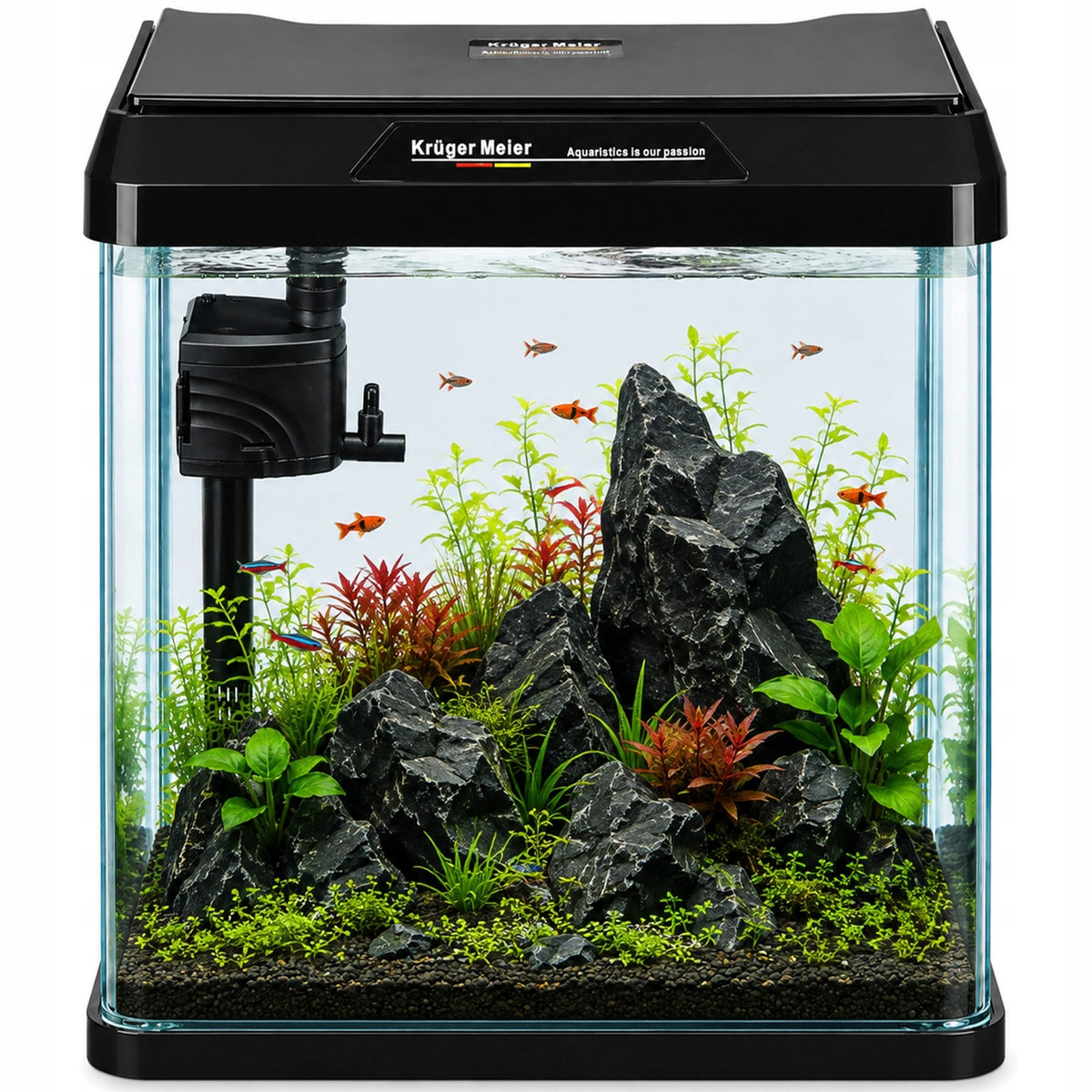 Kruger Meier Como mini akwarium 7 l z filtrem i oświetleniem LED – zestaw Opti White, czarne