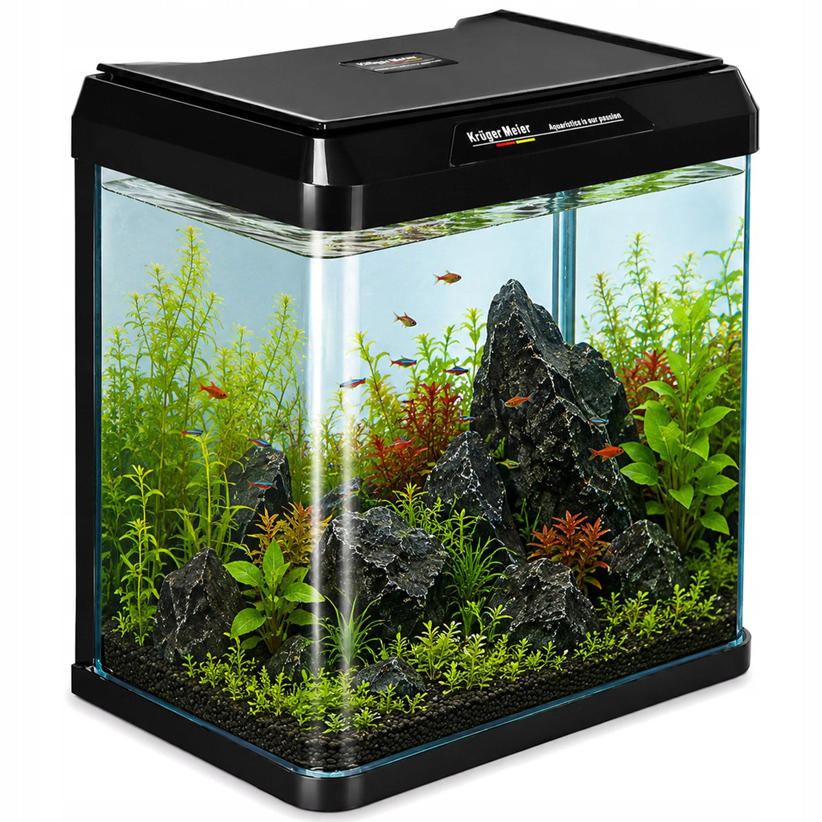 Kruger Meier Como mini akwarium 7 l z filtrem i oświetleniem LED – zestaw Opti White, czarne