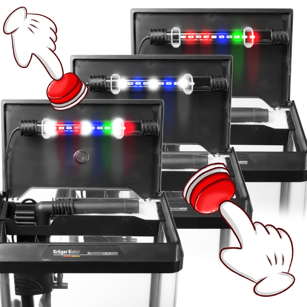Kruger Meier Como mini akwarium 7 l z filtrem i oświetleniem LED – zestaw Opti White, czarne