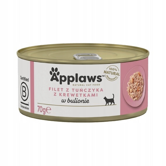 Applaws mokra karma dla kota tuńczyk z krewetkami w bulionie 24x70 g – puszki