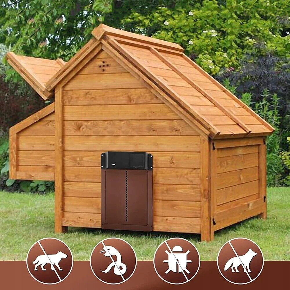 Automatyczne drzwi do kurnika z czujnikiem światła 35 x 24 cm, na baterie AA – czarne