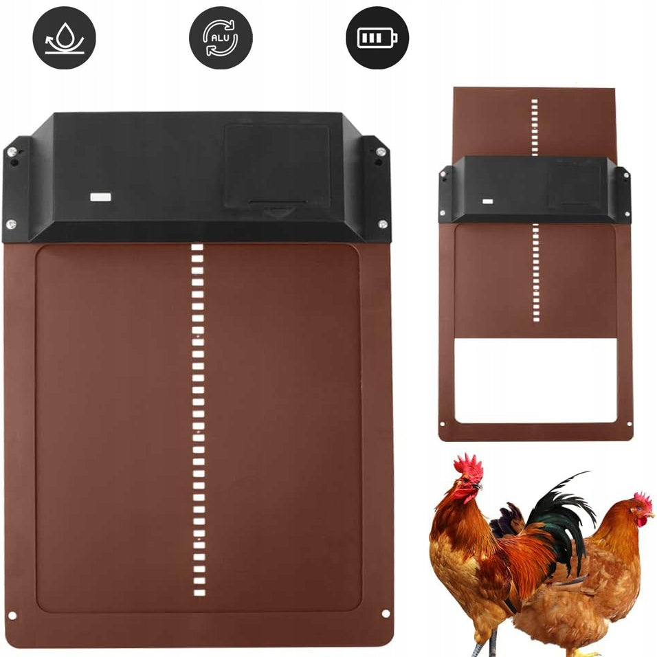 Automatyczne drzwi do kurnika z czujnikiem światła 35 x 24 cm, na baterie AA – czarne