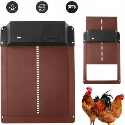 Automatyczne drzwi do kurnika z czujnikiem światła 35 x 24 cm, na baterie AA – czarne