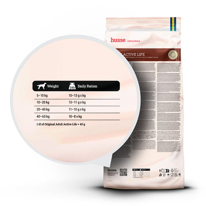 Husse Adult Active Life sucha karma dla aktywnego psa 12 kg – bezzbożowa, kurczak