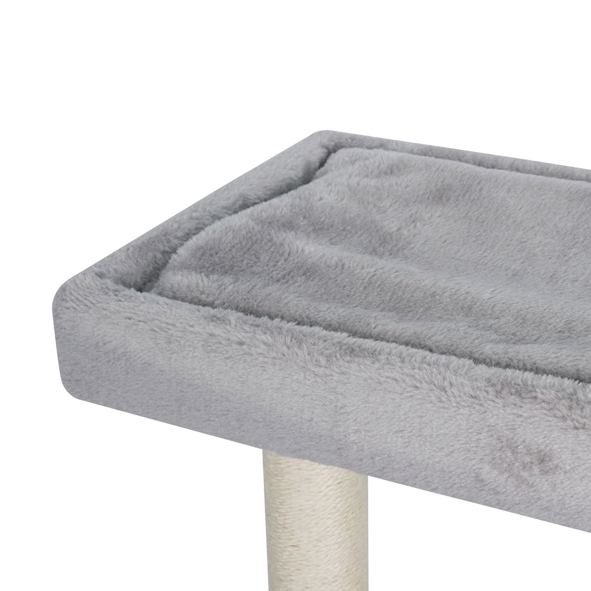 Aga Drapak dla kota 90 cm z domkiem i 3 legowiskami, 3 poziomy, welur – szary