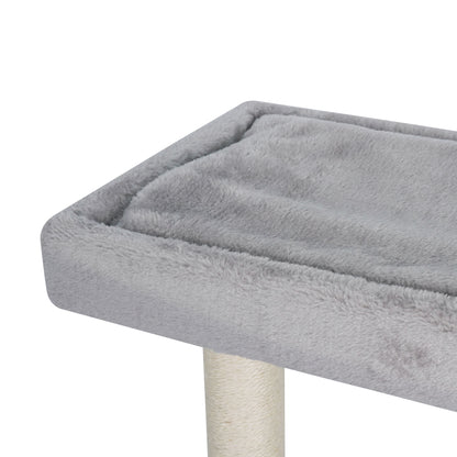 Aga Drapak dla kota 90 cm z domkiem i 3 legowiskami, 3 poziomy, welur – szary