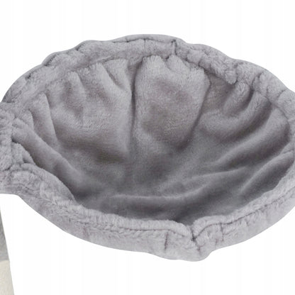 Aga Drapak dla kota 90 cm z domkiem i 3 legowiskami, 3 poziomy, welur – szary