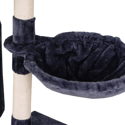 Aga Drapak dla kota 136 cm z domkiem, 4 legowiskami i sizalem – ciemnoszary