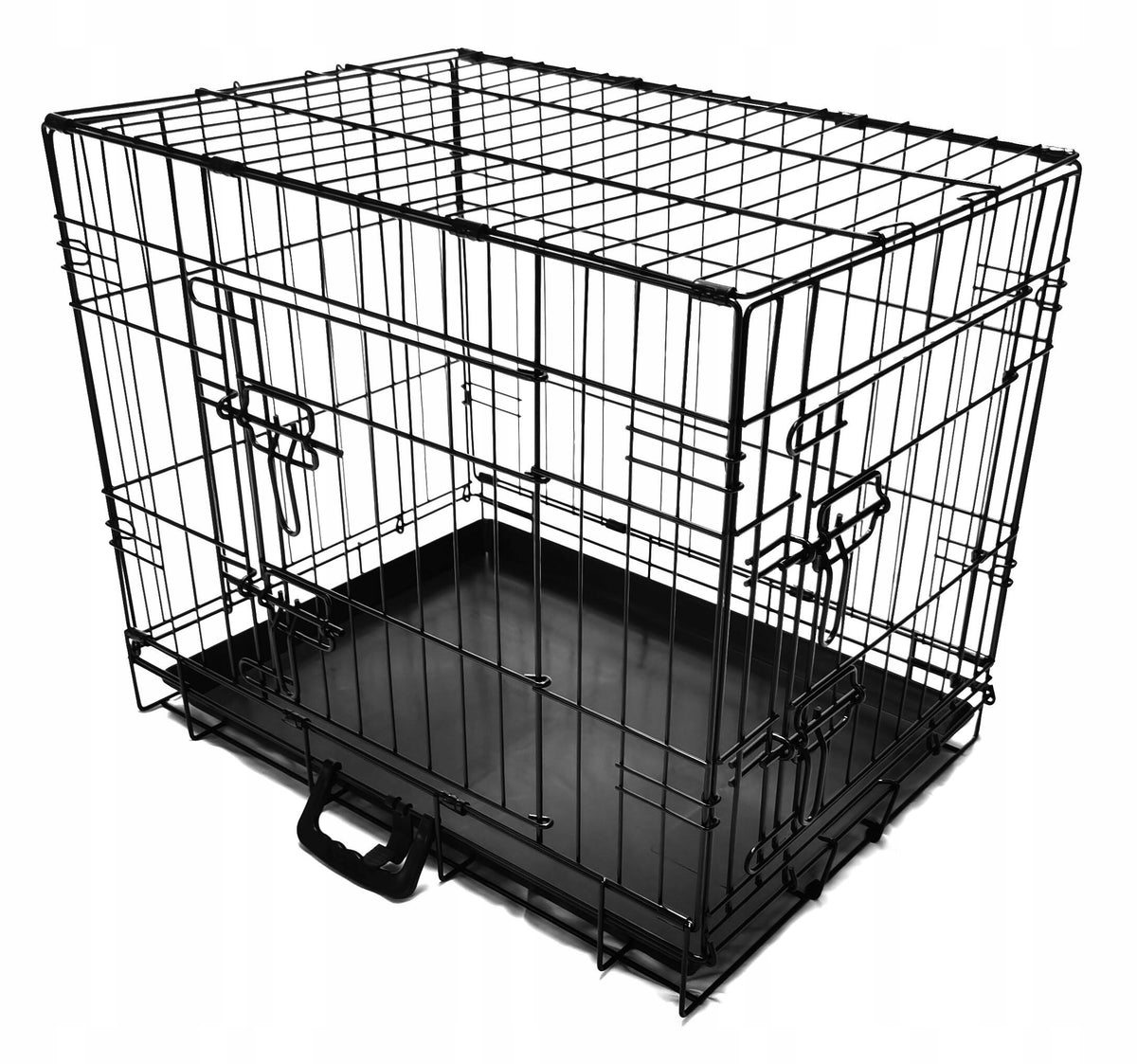 Aga Klatka metalowa dla psa 61,5 x 44 x 50,5 cm – składana, 2 wejścia, z wanną