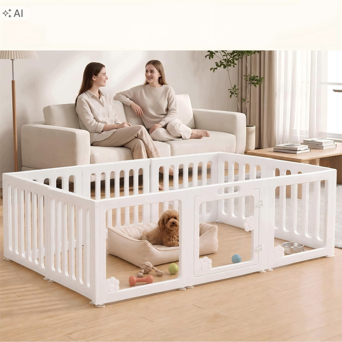Kojec dla psa akrylowy 150 x 100 x 60 cm – przezroczysty, modułowy, 10 paneli