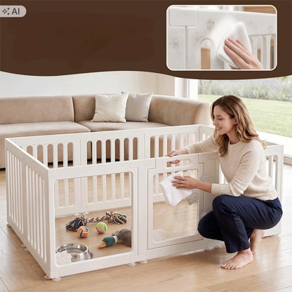 Kojec dla psa akrylowy 150 x 100 x 60 cm – przezroczysty, modułowy, 10 paneli