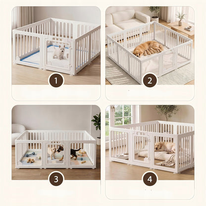 Kojec dla psa akrylowy 150 x 100 x 60 cm – przezroczysty, modułowy, 10 paneli