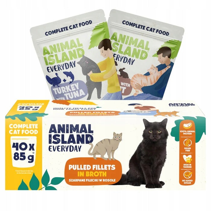 Animal Island Everyday mokra karma dla kota 40 x 85 g, bezzbożowa – mix 2 smaków