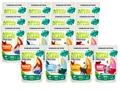 Animal Island Karma mokra dla kota dorosłego 16x85 g, bezzbożowa, kawałki w sosie – mix smaków
