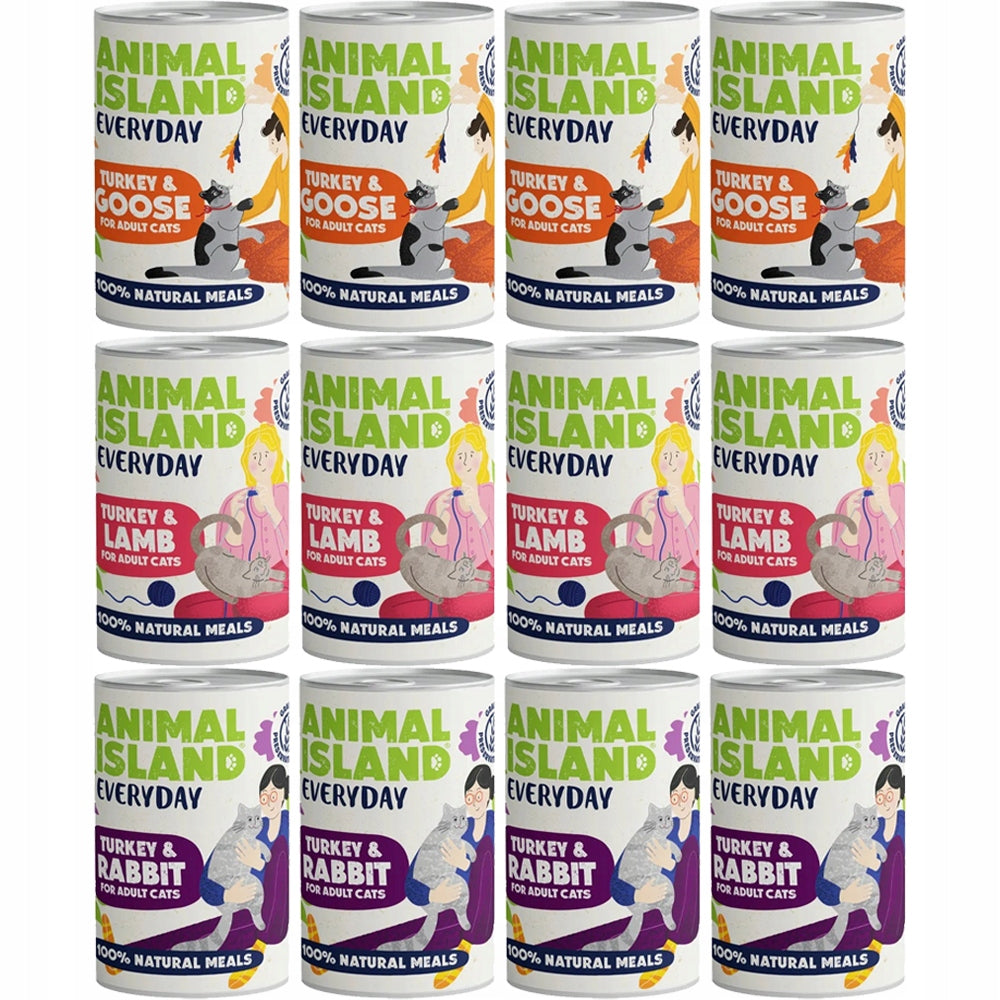 LubieZwierzaki Animal Island mokra karma dla kota bezzbożowa 12x400 g – mix smaków
