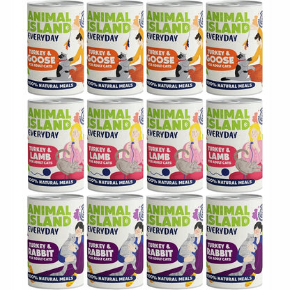 LubieZwierzaki Animal Island mokra karma dla kota bezzbożowa 12x400 g – mix smaków