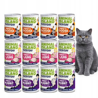 LubieZwierzaki Animal Island mokra karma dla kota bezzbożowa 12x400 g – mix smaków
