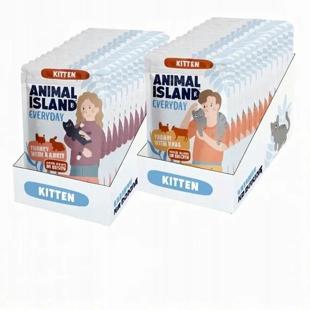 Animal Island mokra karma dla kociąt w saszetkach 24 x 85 g, bezzbożowa – mix smaków