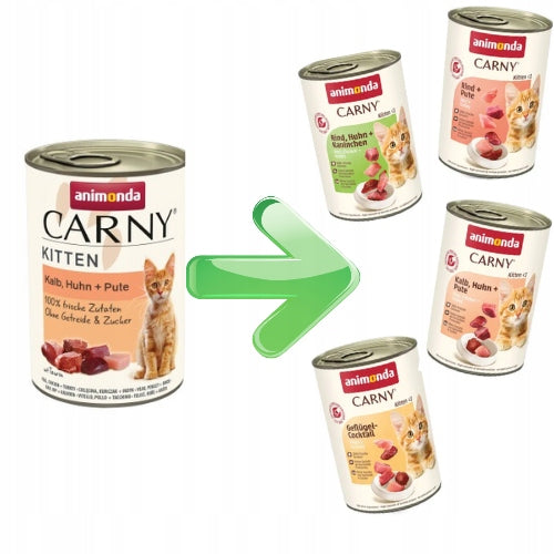 Animonda Carny Kitten mokra karma dla kociąt 12 x 400 g bez zbóż – mix 4 smaków