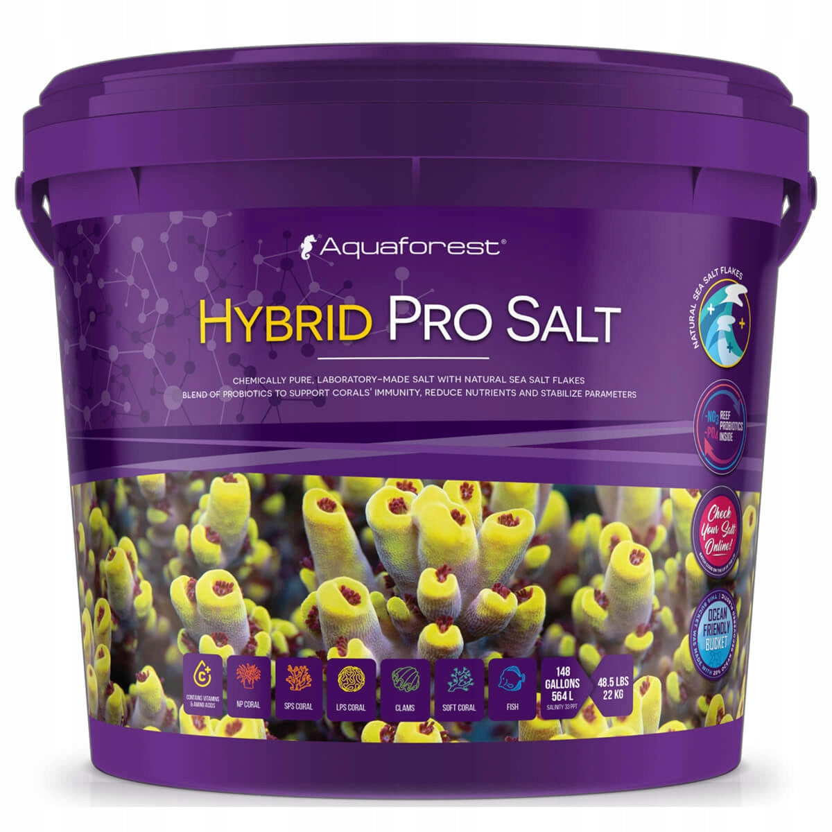 Aquaforest Hybrid Pro Salt sól do akwarium morskiego rafowego z probiotykami – wiaderko 22 kg