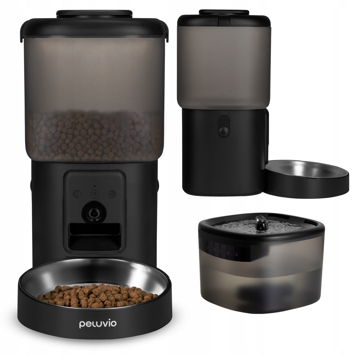 Peluvio Feast automatyczny dozownik karmy 4,5 l z fontanną 2,5 l, kamerą i Wi-Fi