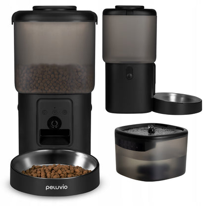 Peluvio Feast automatyczny dozownik karmy 4,5 l z fontanną 2,5 l, kamerą i Wi-Fi