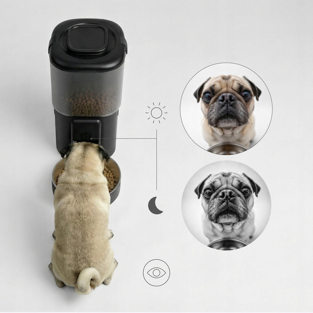 Peluvio Feast automatyczny dozownik karmy 4,5 l z fontanną 2,5 l, kamerą i Wi-Fi