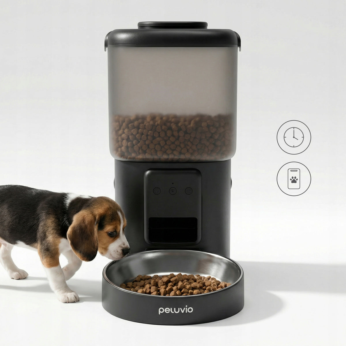 Peluvio Crispy automatyczny podajnik karmy dla psa 4,5 l z Wi-Fi i aplikacją – miska stalowa
