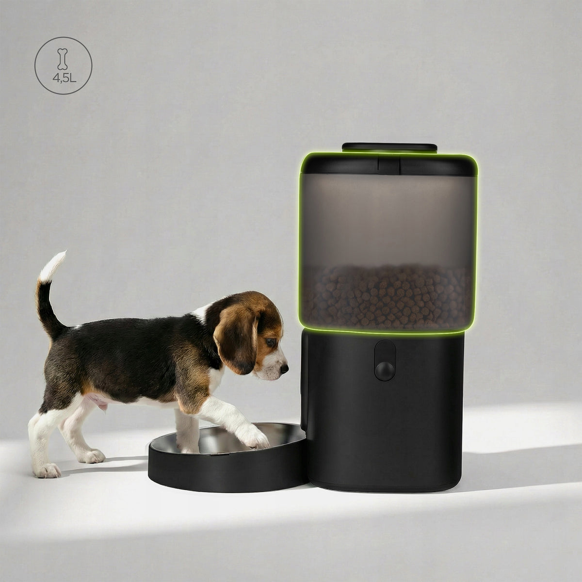 Peluvio Crispy automatyczny podajnik karmy dla psa 4,5 l z Wi-Fi i aplikacją – miska stalowa