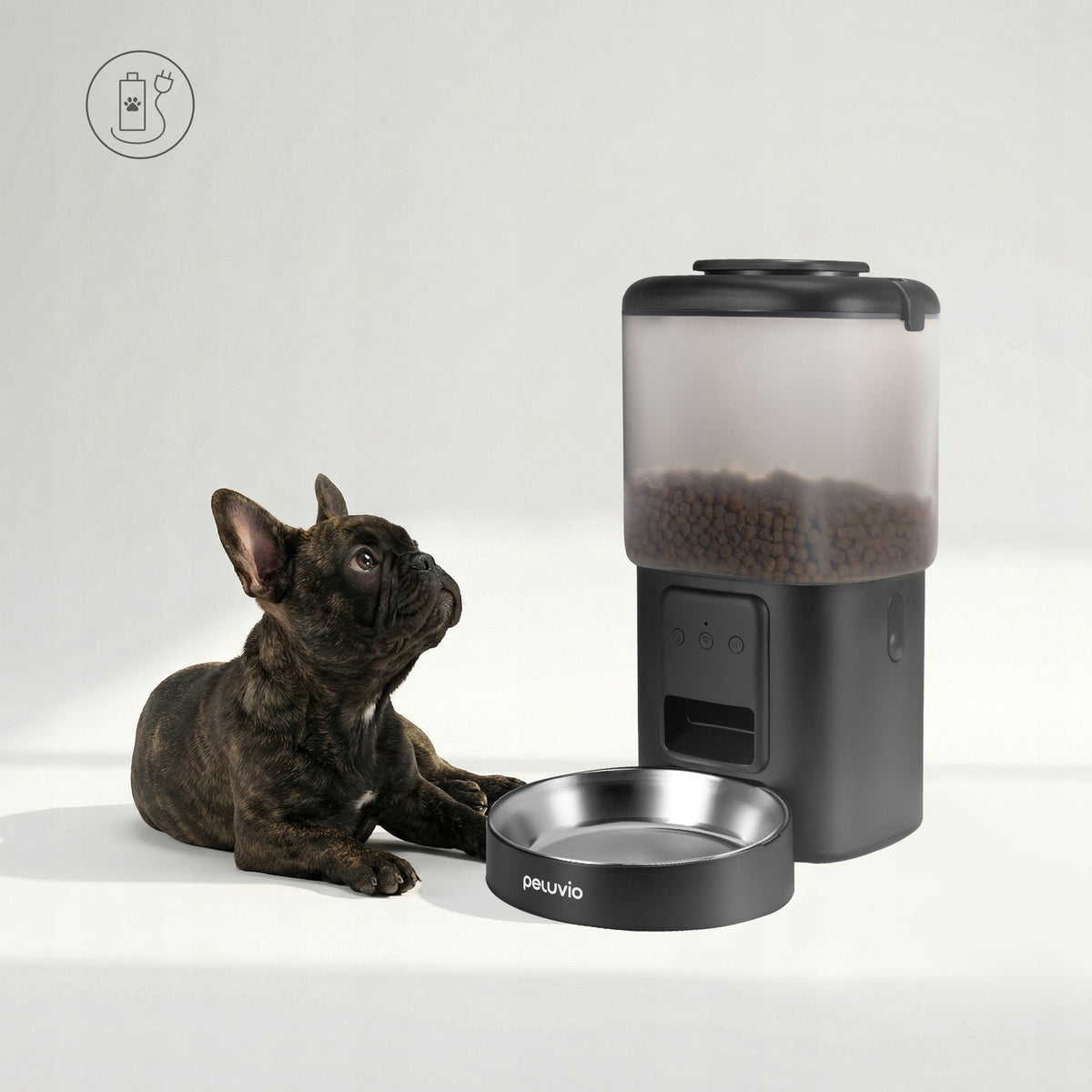 Peluvio Crispy automatyczny podajnik karmy dla psa 4,5 l z Wi-Fi i aplikacją – miska stalowa