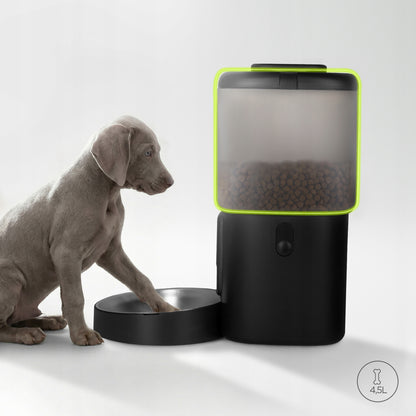 Peluvio Crispy automatyczny podajnik karmy suchej dla psa 4,5 l z miską ze stali i LCD