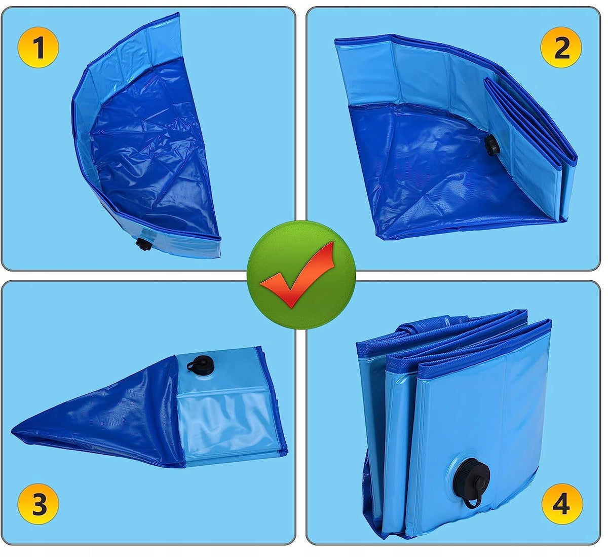 MatMay Basen dla psa składany 80x20 cm z PVC, bez pompowania, dla małych ras – niebieski